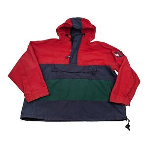 Vintage Tommy Hilfiger Color Block Pull Over Windbreaker Jacket Sz L